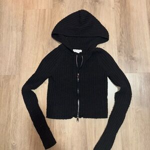 Aeropostale Black Textured Zip-Up Hoodie